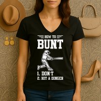 How To Bunt Batter Baseball Men Catcher Pitcher Women's V-Neck T-Shirt