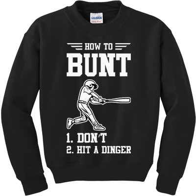 How To Bunt Batter Baseball Men Catcher Pitcher Kids Sweatshirt