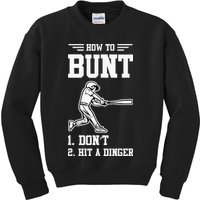 How To Bunt Batter Baseball Men Catcher Pitcher Kids Sweatshirt