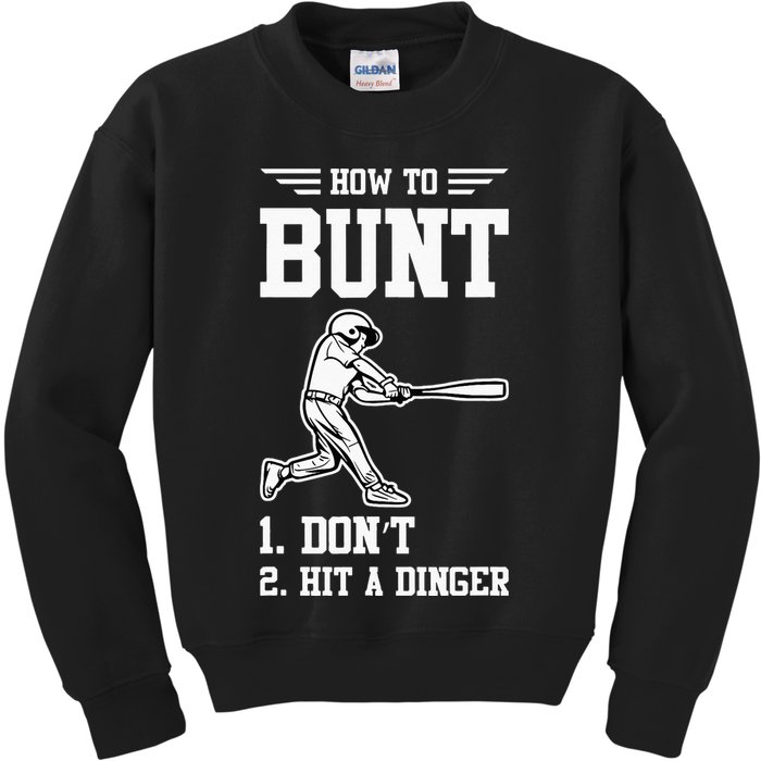 How To Bunt Batter Baseball Men Catcher Pitcher Kids Sweatshirt