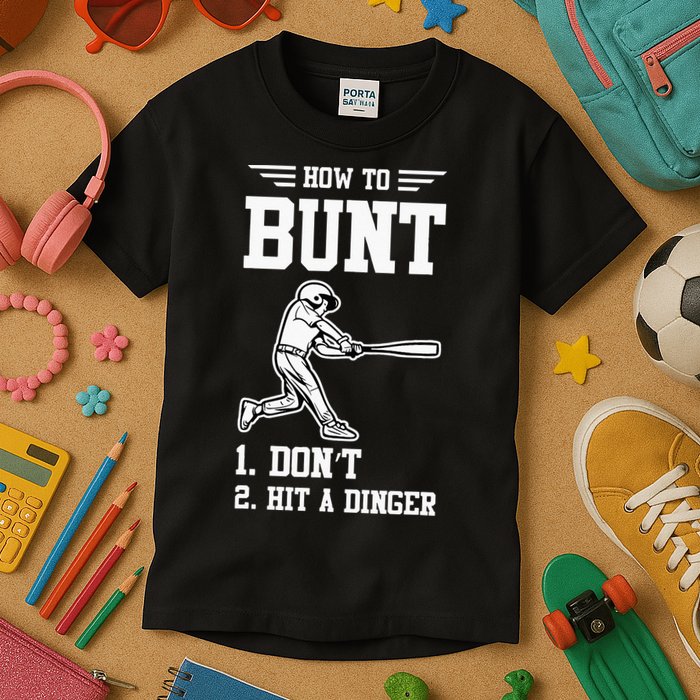 How To Bunt Batter Baseball Men Catcher Pitcher Kids T-Shirt