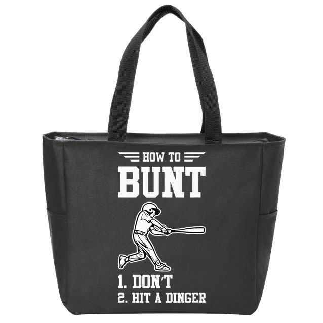 How To Bunt Batter Baseball Men Catcher Pitcher Zip Tote Bag