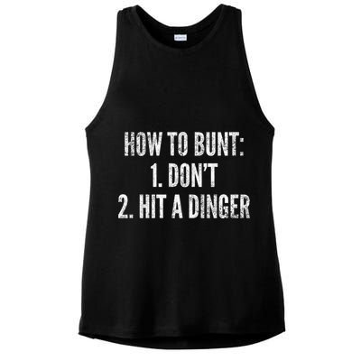 How To Bunt Hit A Dinger Funny Baseball Player Home Run Fun Gift Ladies PosiCharge Tri-Blend Wicking Tank