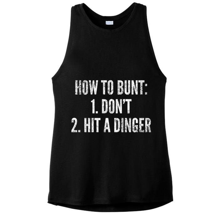 How To Bunt Hit A Dinger Funny Baseball Player Home Run Fun Gift Ladies PosiCharge Tri-Blend Wicking Tank