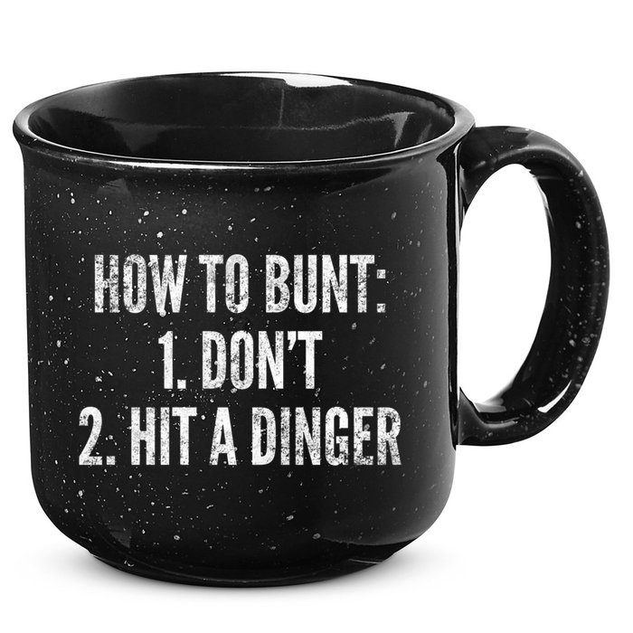 How To Bunt Hit A Dinger Funny Baseball Player Home Run Fun Gift 15oz Campfire Ceramic Mug