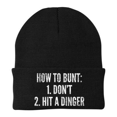 How To Bunt Hit A Dinger Funny Baseball Player Home Run Fun Gift Beanie