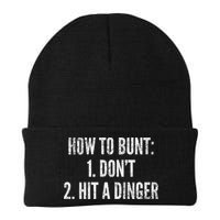How To Bunt Hit A Dinger Funny Baseball Player Home Run Fun Gift Beanie