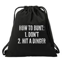 How To Bunt Hit A Dinger Funny Baseball Player Home Run Fun Gift Drawstring Bag
