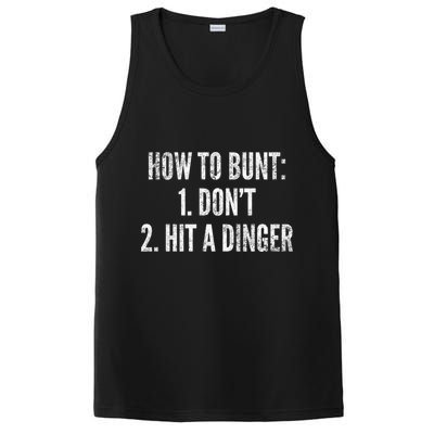 How To Bunt Hit A Dinger Funny Baseball Player Home Run Fun Gift PosiCharge Competitor Tank