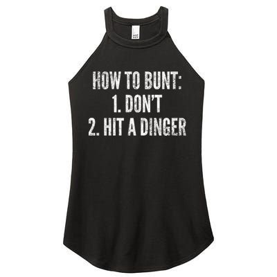 How To Bunt Hit A Dinger Funny Baseball Player Home Run Fun Gift Women's Perfect Tri Rocker Tank