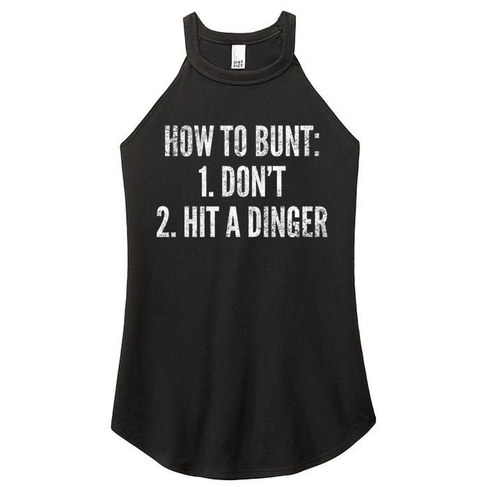 How To Bunt Hit A Dinger Funny Baseball Player Home Run Fun Gift Women's Perfect Tri Rocker Tank