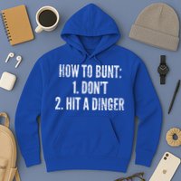 How To Bunt Hit A Dinger Funny Baseball Player Home Run Fun Gift Hoodie