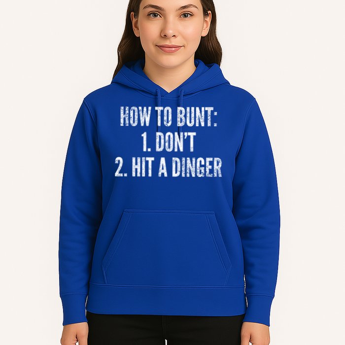 How To Bunt Hit A Dinger Funny Baseball Player Home Run Fun Gift Hoodie