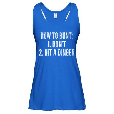 How To Bunt Hit A Dinger Funny Baseball Player Home Run Fun Gift Ladies Essential Flowy Tank