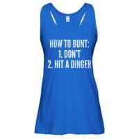 How To Bunt Hit A Dinger Funny Baseball Player Home Run Fun Gift Ladies Essential Flowy Tank