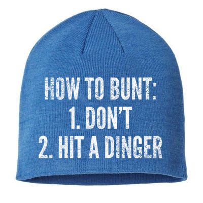 How To Bunt Hit A Dinger Funny Baseball Player Home Run Fun Gift Sustainable Beanie