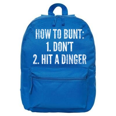 How To Bunt Hit A Dinger Funny Baseball Player Home Run Fun Gift 16 in Basic Backpack