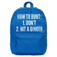 How To Bunt Hit A Dinger Funny Baseball Player Home Run Fun Gift 16 in Basic Backpack