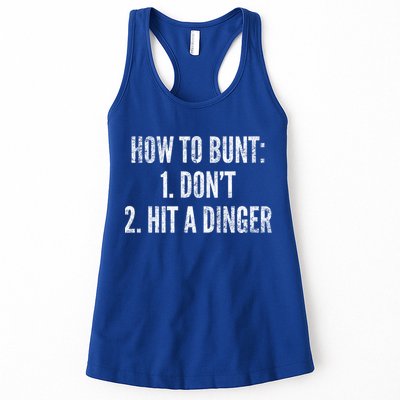 How To Bunt Hit A Dinger Funny Baseball Player Home Run Fun Gift Womens Tank Top
