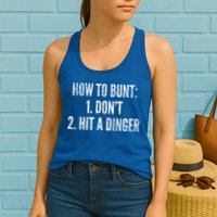 How To Bunt Hit A Dinger Funny Baseball Player Home Run Fun Gift Womens Tank Top