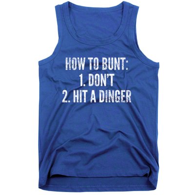 How To Bunt Hit A Dinger Funny Baseball Player Home Run Fun Gift Tank Top