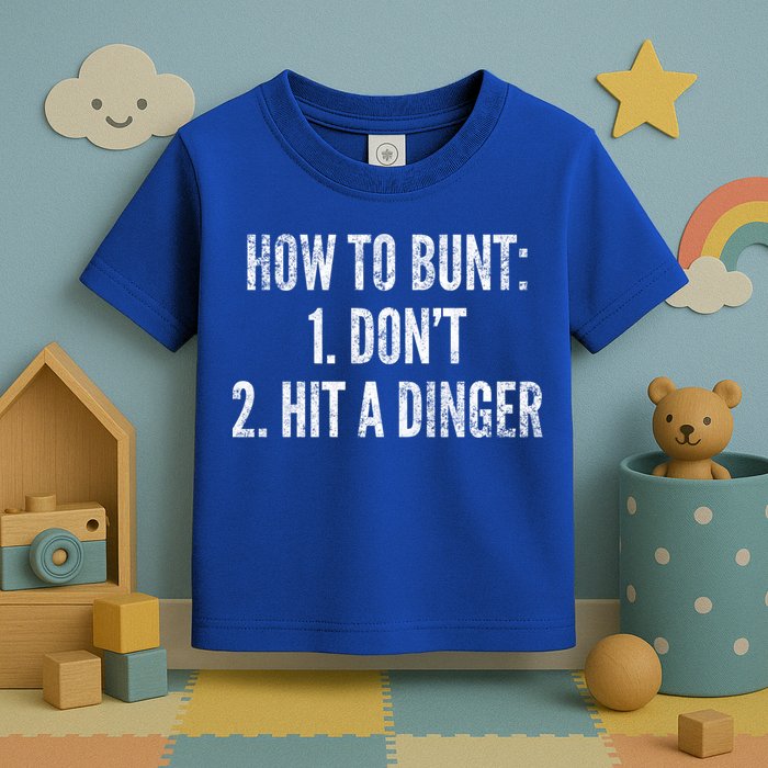How To Bunt Hit A Dinger Funny Baseball Player Home Run Fun Gift Toddler T-Shirt