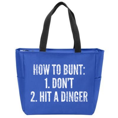 How To Bunt Hit A Dinger Funny Baseball Player Home Run Fun Gift Zip Tote Bag
