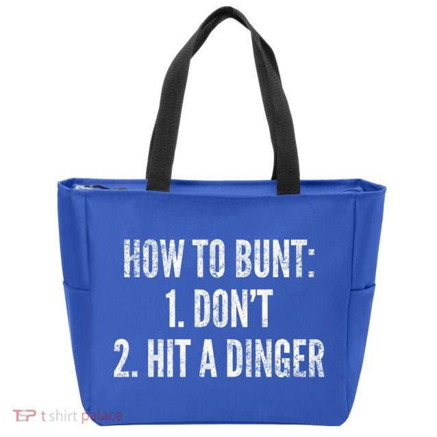 How To Bunt Hit A Dinger Funny Baseball Player Home Run Fun Gift Zip Tote Bag