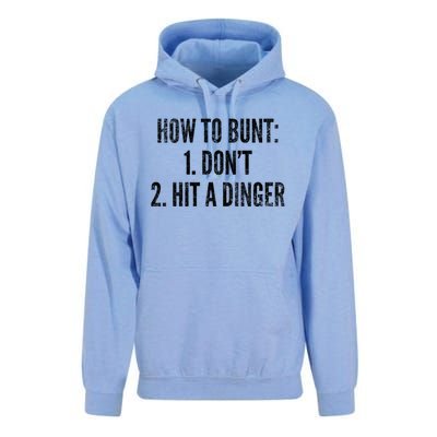 How To Bunt Hit A Dinger Funny Baseball Player Home Run Fun Gift Unisex Surf Hoodie