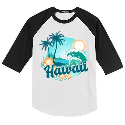 Hawaii Tropical Beach Palm Trees Kids Colorblock Raglan Jersey