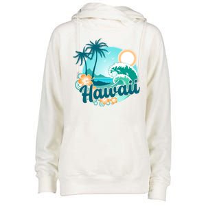 Hawaii Tropical Beach Palm Trees Womens Funnel Neck Pullover Hood