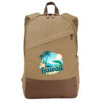 Hawaii Tropical Beach Palm Trees Cotton Canvas Backpack