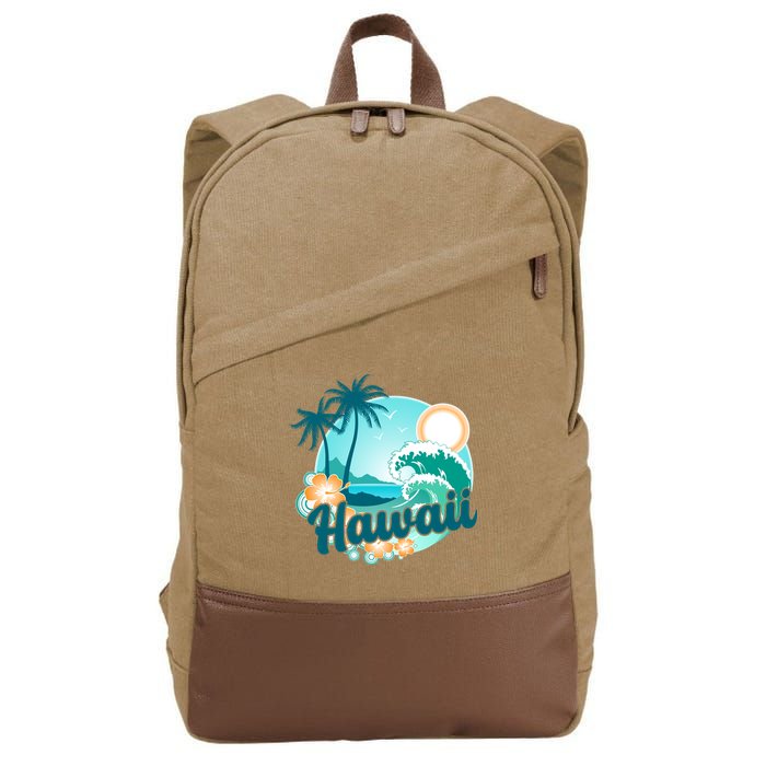 Hawaii Tropical Beach Palm Trees Cotton Canvas Backpack