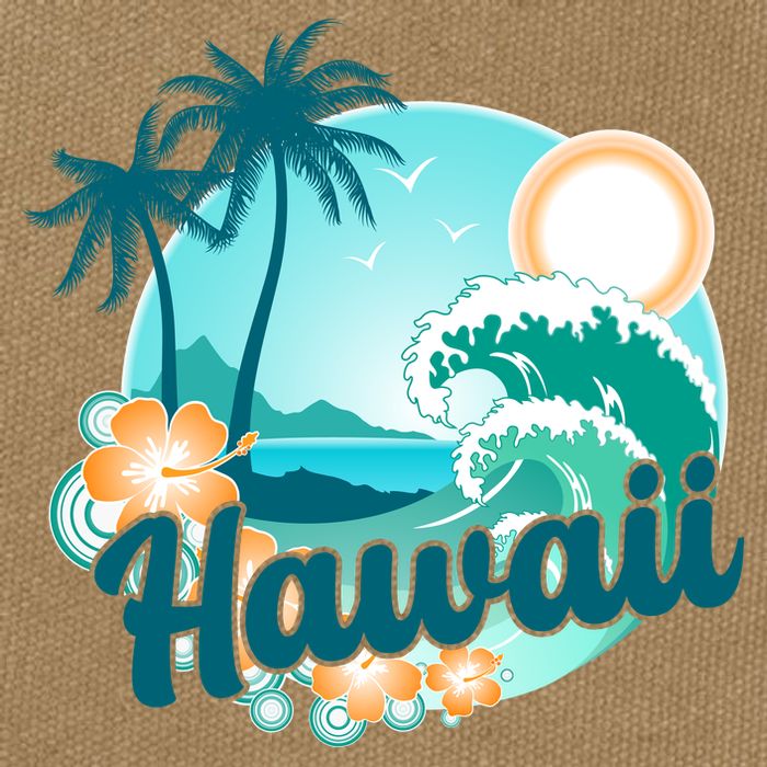 Hawaii Tropical Beach Palm Trees Cotton Canvas Backpack