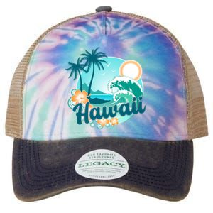 Hawaii Tropical Beach Palm Trees Legacy Tie Dye Trucker Hat