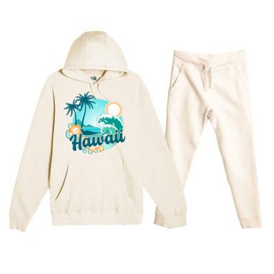 Hawaii Tropical Beach Palm Trees Premium Hooded Sweatsuit Set