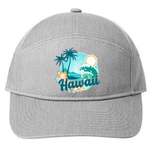 Hawaii Tropical Beach Palm Trees 7-Panel Snapback Hat