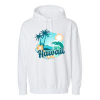 Hawaii Tropical Beach Palm Trees Garment-Dyed Fleece Hoodie