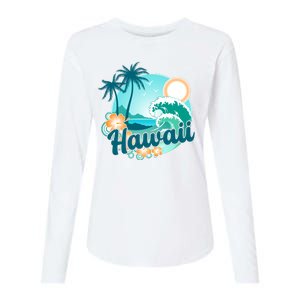 Hawaii Tropical Beach Palm Trees Womens Cotton Relaxed Long Sleeve T-Shirt