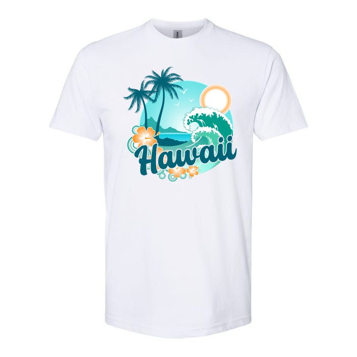 Hawaii Tropical Beach Palm Trees Softstyle CVC T-Shirt