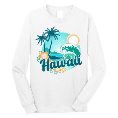 Hawaii Tropical Beach Palm Trees Long Sleeve Shirt