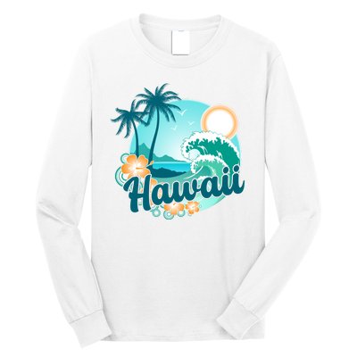 Hawaii Tropical Beach Palm Trees Long Sleeve Shirt