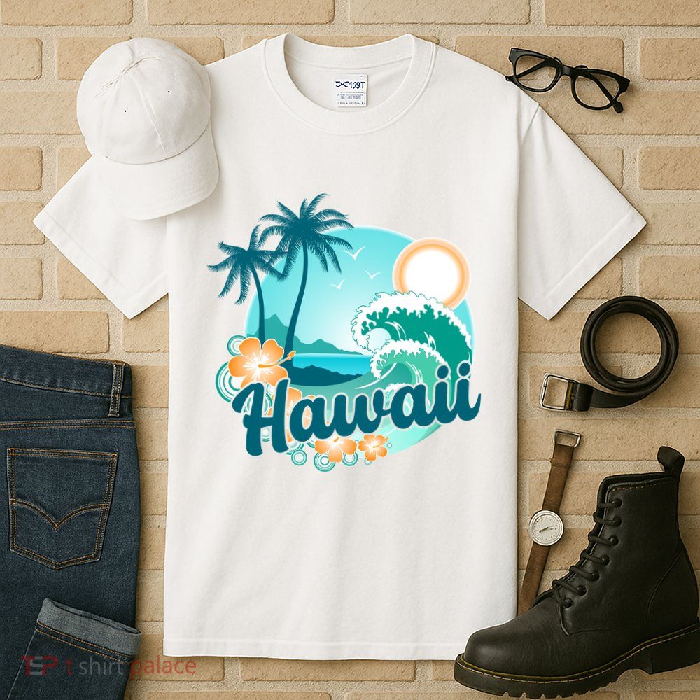 Hawaii Tropical Beach Palm Trees Tall T-Shirt