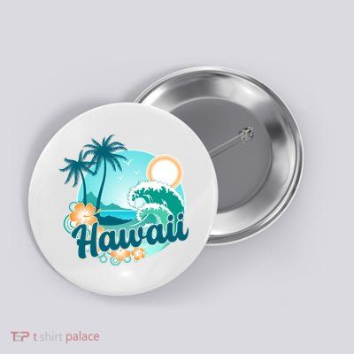 Hawaii Tropical Beach Palm Trees Button