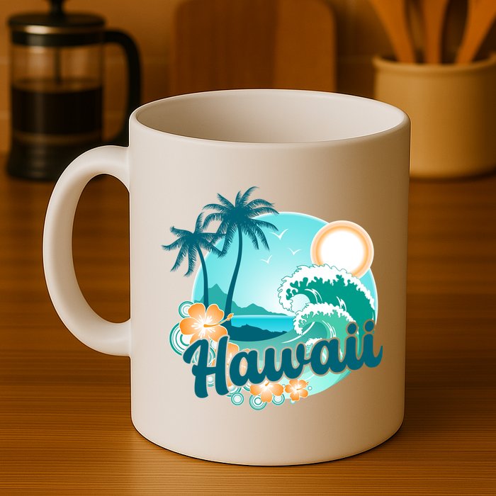Hawaii Tropical Beach Palm Trees Mug