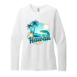 Hawaii Tropical Beach Palm Trees Womens CVC Long Sleeve Shirt