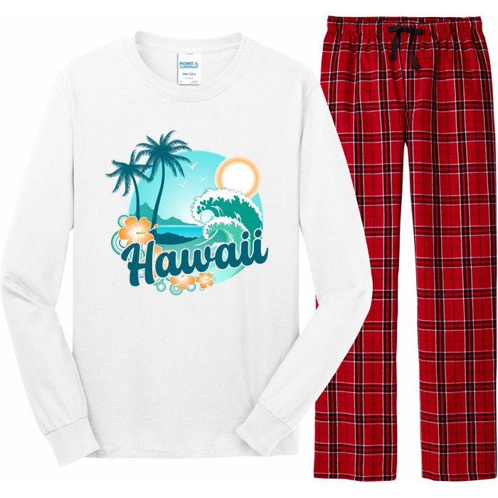 Hawaii Tropical Beach Palm Trees Long Sleeve Pajama Set