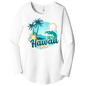 Hawaii Tropical Beach Palm Trees Women's Perfect Tri Tunic Long Sleeve Shirt