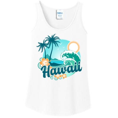 Hawaii Tropical Beach Palm Trees Ladies Essential Tank