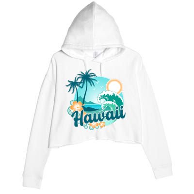 Hawaii Tropical Beach Palm Trees Crop Fleece Hoodie